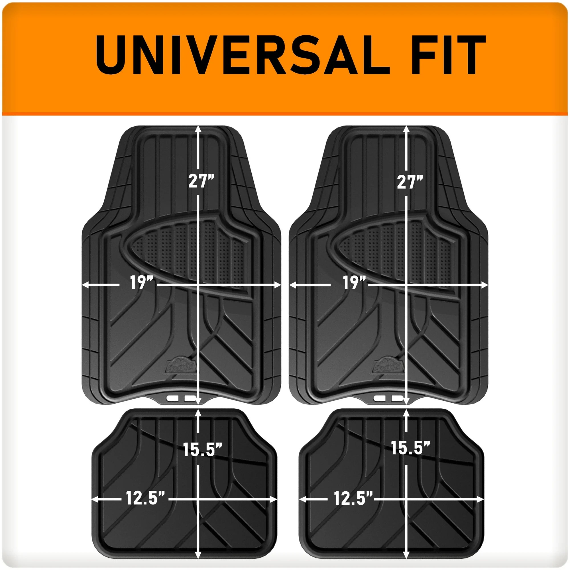 All‑Weather Trim‑to‑Fit Car Floor Mats – 4‑Piece, Odorless Rubber, Universal Fit