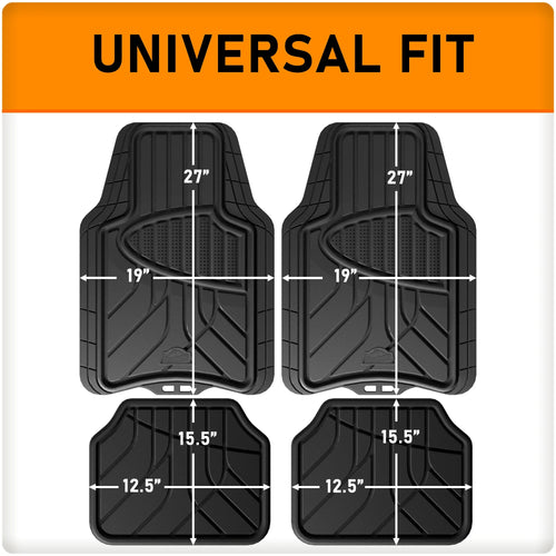 All‑Weather Trim‑to‑Fit Car Floor Mats – 4‑Piece, Odorless Rubber, Universal Fit