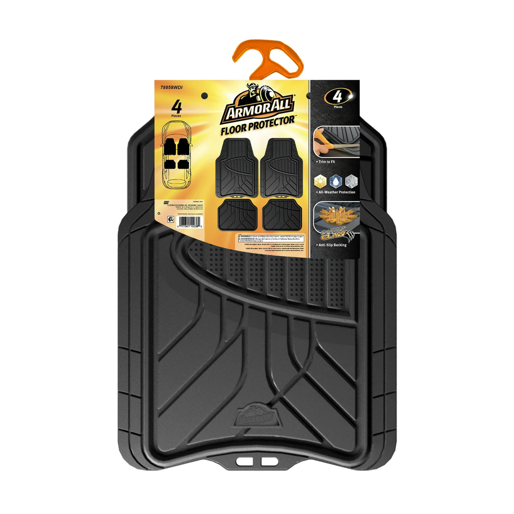 All‑Weather Trim‑to‑Fit Car Floor Mats – 4‑Piece, Odorless Rubber, Universal Fit