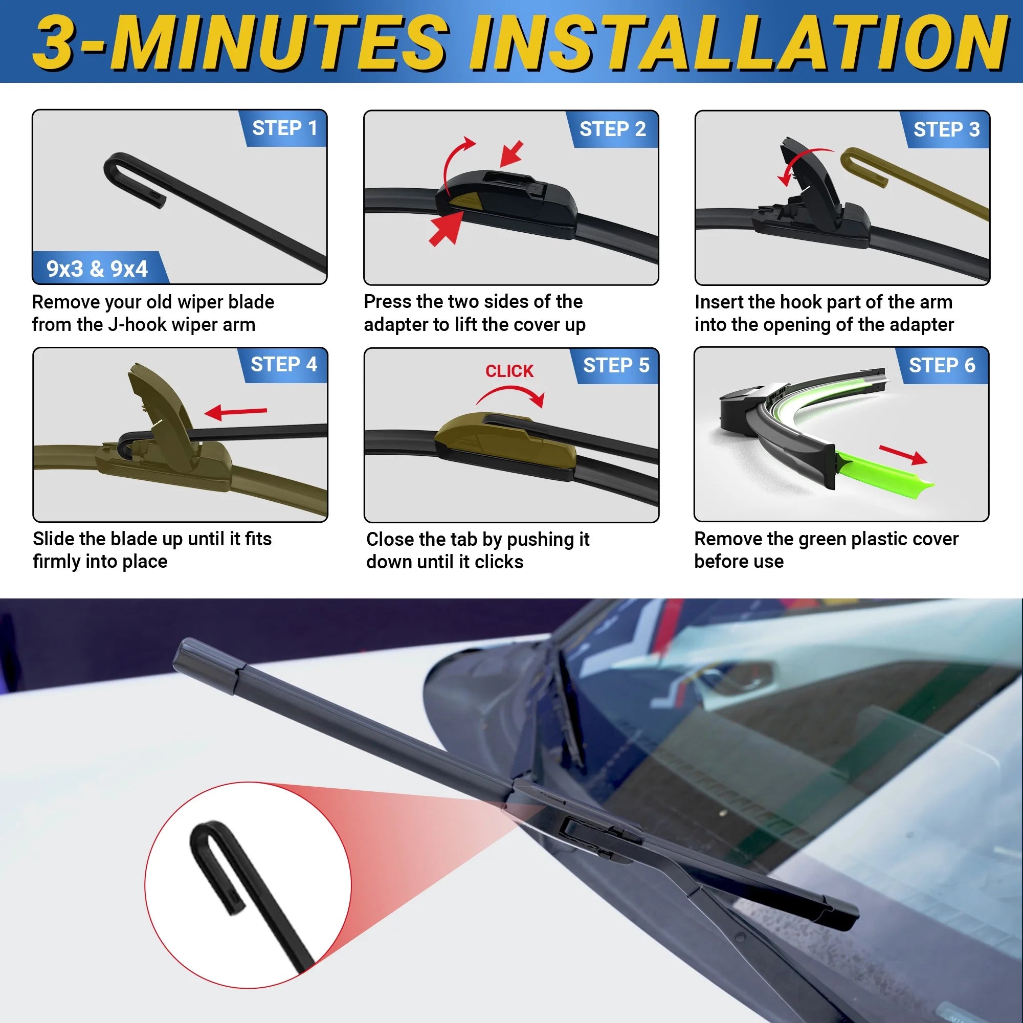 Beam Windshield Wiper Blades – Streak‑Free, All‑Season (Pair)