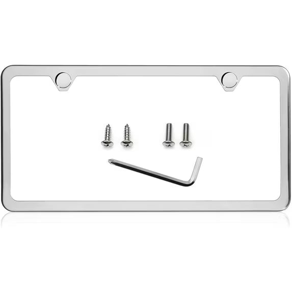 Stainless Steel License Plate Frame – Slimline, Rust‑Proof (2‑Pack)