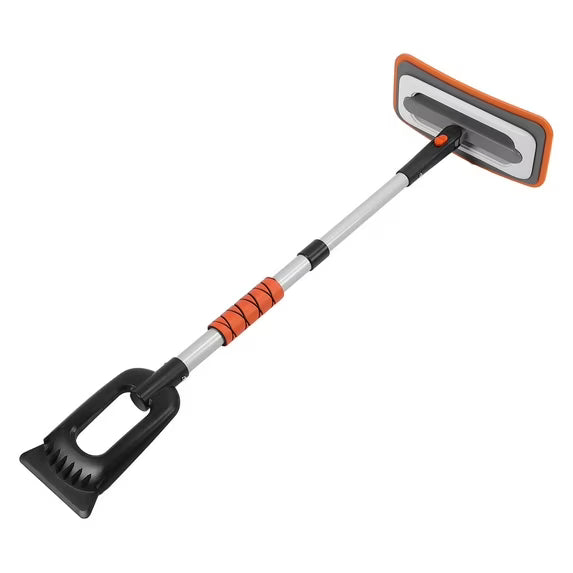 Extendable Snow Brush with Ice Scraper – Foam Grip, Pivoting Brush Head