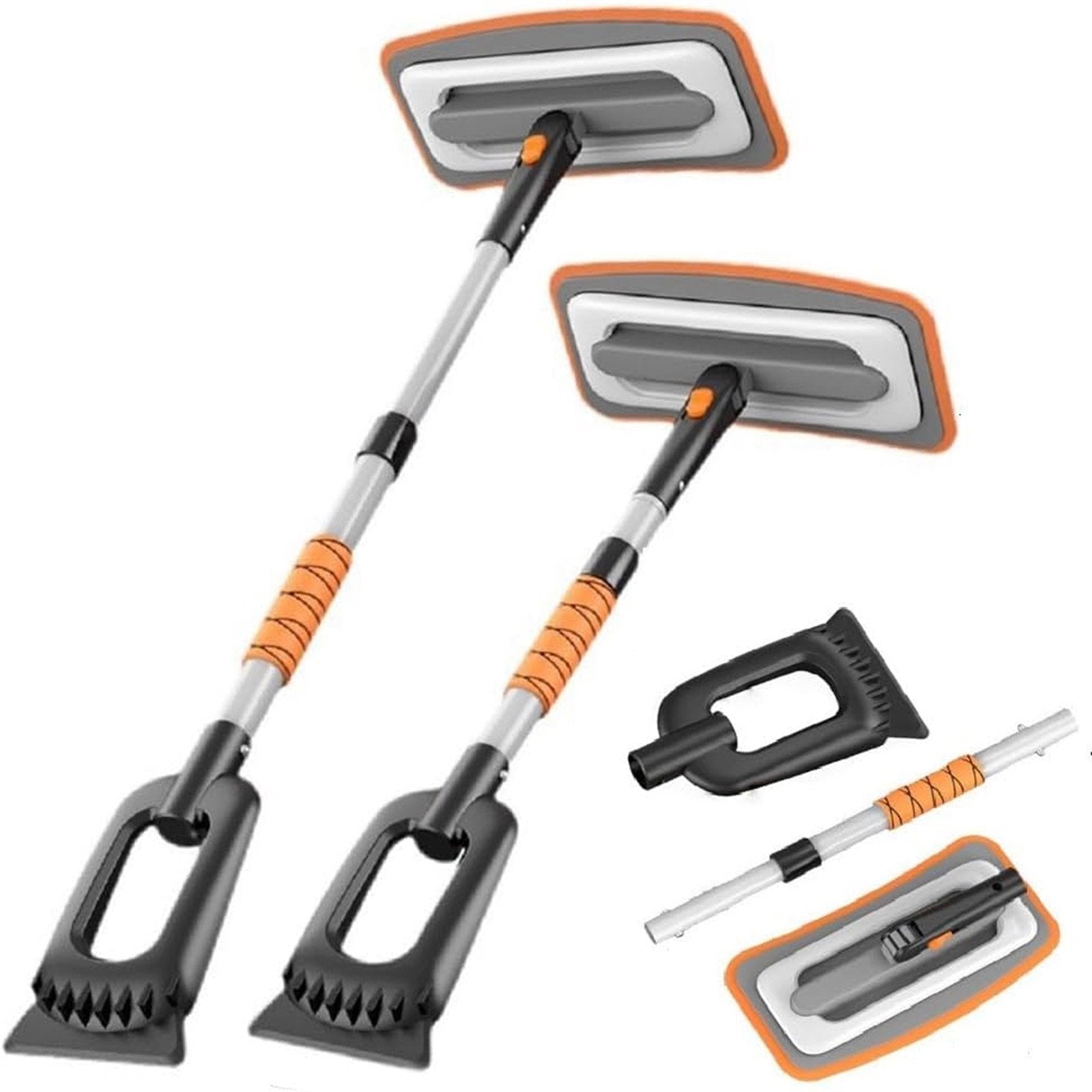 Extendable Snow Brush with Ice Scraper – Foam Grip, Pivoting Brush Head